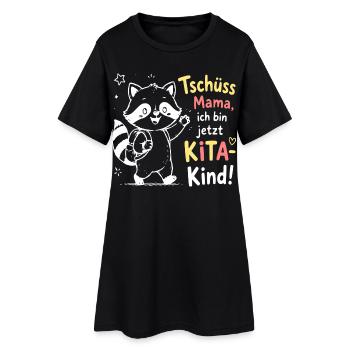 KiTa Abschied mit Waschbär - Frauen T-Shirt-Kleid - Schwarz - Vorne