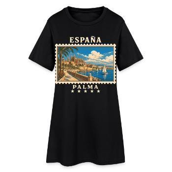 Spanien Palma de Mallorca Vintage Reisemarke - Frauen T-Shirt-Kleid - Schwarz - Vorne