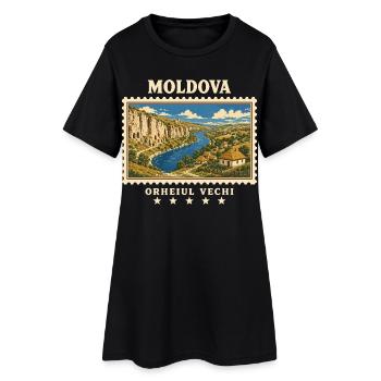 Moldau Orheiul Vechi Vintage Reisemarke - Frauen T-Shirt-Kleid - Schwarz - Vorne