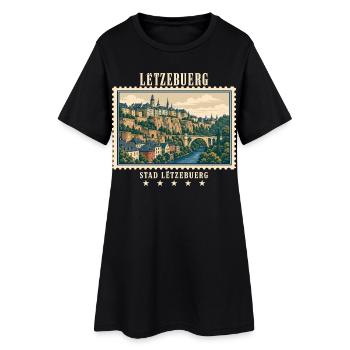 Luxemburg Luxemburg-Stadt Vintage Reisemarke - Frauen T-Shirt-Kleid - Schwarz - Vorne