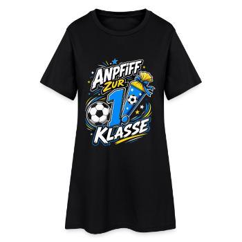 Anpfiff Zur 1. Klasse - Frauen T-Shirt-Kleid - Schwarz - Vorne