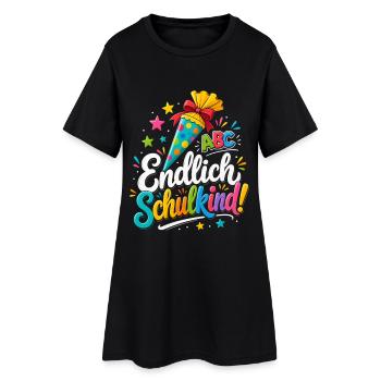 Endlich Schulkind ! - Frauen T-Shirt-Kleid - Schwarz - Vorne