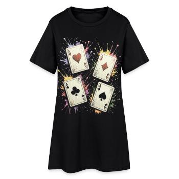 Cartes Carre d As Multicolore Splash Art - Robe T-shirt Femme - noir - Devant