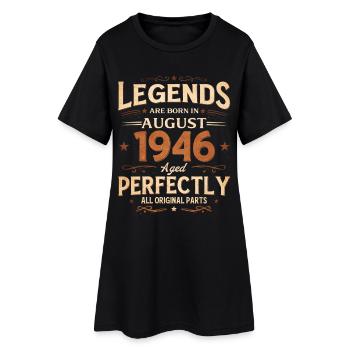 80th Birthday Gift Husband Vintage 1946 August - Women’s T-Shirt Dress - black - Front