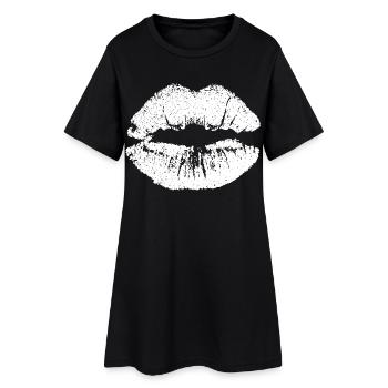 Lèvres embrassables avec Lipstick Lip Imprint White - Robe T-shirt Femme - noir - Devant