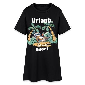 Urlaub ist mein Sport Faultier T-Shirt Sommer - Frauen T-Shirt-Kleid - Schwarz - Vorne