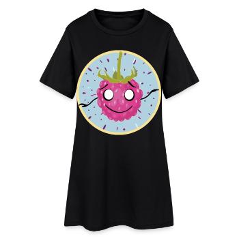 Motif câlin au visage framboise - Robe T-shirt Femme - noir - Devant