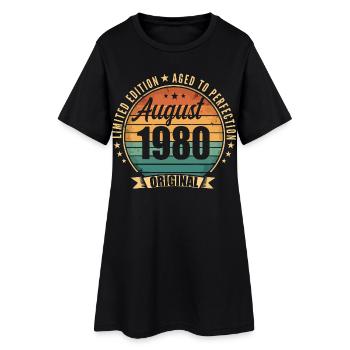 Vintage Août 1980 Anniversaire Édition Limitée  - Robe T-shirt Femme - noir - Devant