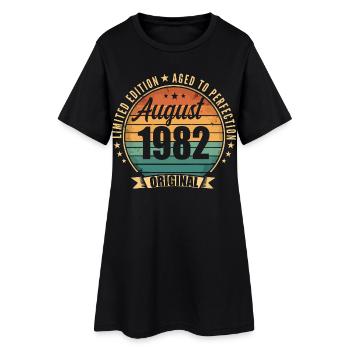 Vintage August 1982 Anniversary Limited Edition - Women’s T-Shirt Dress - black - Front