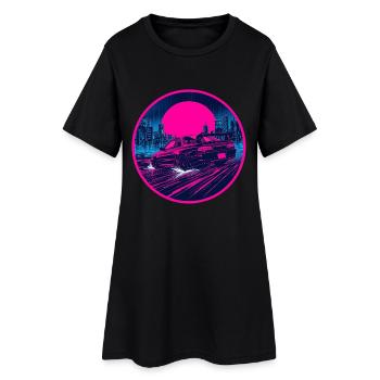 Emblème rétro des années 90 JDM Coupé Rainy Neon Cyber City - Robe T-shirt Femme - noir - Devant