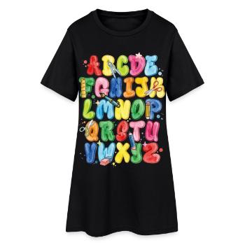 Alphabet aquarelle coloré pour la rentrée scolaire - Robe T-shirt Femme - noir - Devant