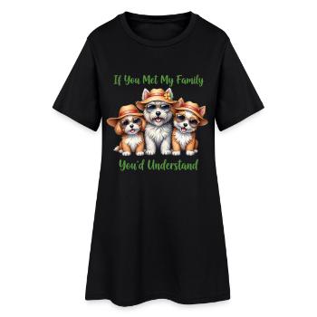 Si tu as rencontré ma famille Drôle de chiens amateurs de produits dérivés - Robe T-shirt Femme - noir - Devant