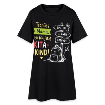 KitaKind Abschied Motiv Schild und Rucksack - Frauen T-Shirt-Kleid - Schwarz - Vorne