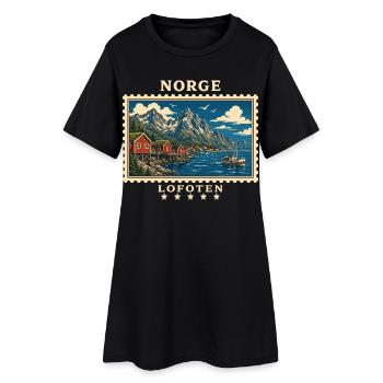 Norwegen Lofoten Vintage Reisemarke - Frauen T-Shirt-Kleid - Schwarz - Vorne