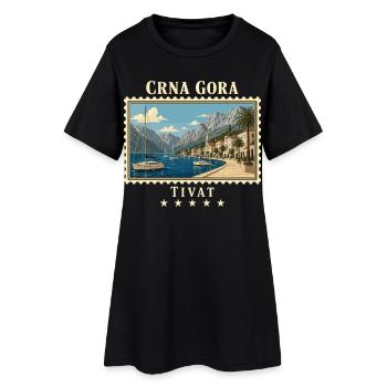 Montenegro Tivat Vintage Reisemarke - Frauen T-Shirt-Kleid - Schwarz - Vorne