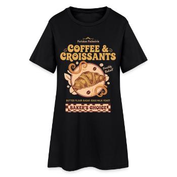 Petit-déjeuner, café, brunch, bacon, pancakes, nourriture drôle - Robe T-shirt Femme - noir - Devant