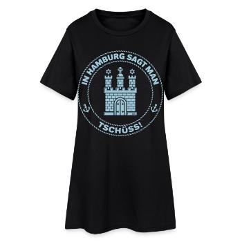 In Hamburg Sagt Man Tschüss! (Abschied / Sky Blue) - Frauen T-Shirt-Kleid - Schwarz - Vorne