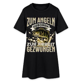 Zum Angeln geboren zur Arbeit gezwungen Angler - Frauen T-Shirt-Kleid - Schwarz - Vorne