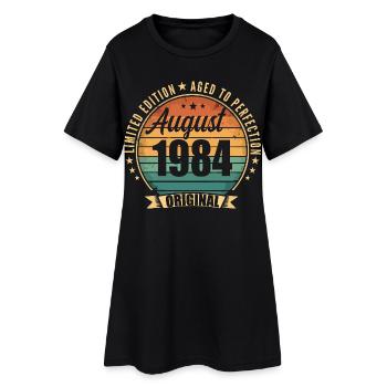 Vintage Août 1984 Anniversaire Édition Limitée  - Robe T-shirt Femme - noir - Devant