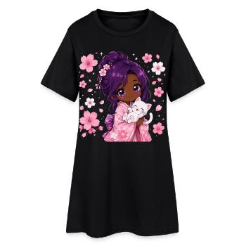 Fille noire japonaise - Robe T-shirt Femme - noir - Devant