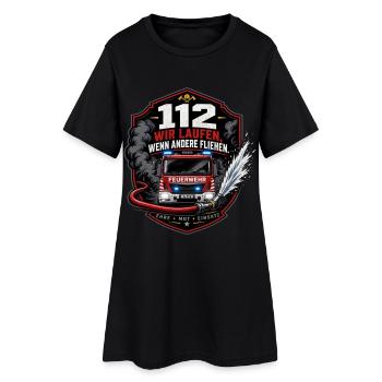 Feuerwehr - Frauen T-Shirt-Kleid - Schwarz - Vorne
