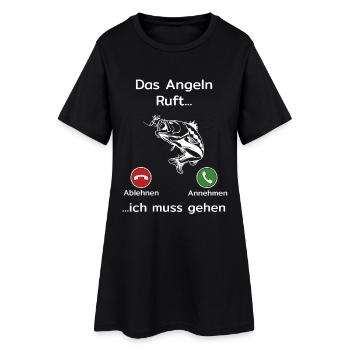 Das Angeln ruft ich muss gehen - Lustiges Angler - Frauen T-Shirt-Kleid - Schwarz - Vorne