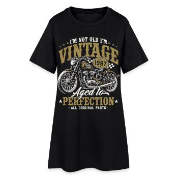 1987 Vintage Vintage Motorcycle Birthday Gift - Women’s T-Shirt Dress - black - Front