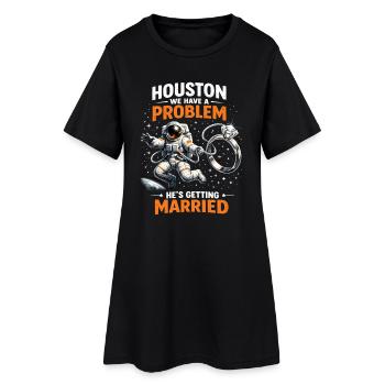 Enterrement de vie de garçon Astronaute Houston Nous avons un problème de marié - Robe T-shirt Femme - noir - Devant