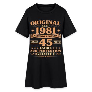Original Baujahr 1981 geboren 45. Geburtstag - Frauen T-Shirt-Kleid - Schwarz - Vorne