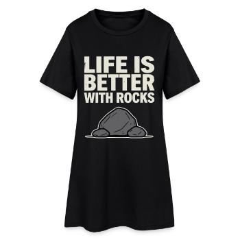 Stone Collectors Fossils Geode Rockhound Minerals - Women’s T-Shirt Dress - black - Front