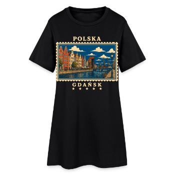 Polen Gdańsk Vintage Reisemarke - Frauen T-Shirt-Kleid - Schwarz - Vorne