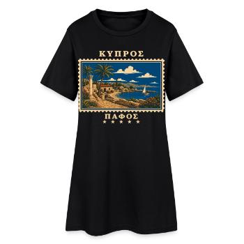 Zypern Paphos Vintage Reisemarke - Frauen T-Shirt-Kleid - Schwarz - Vorne