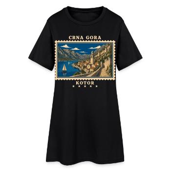 Montenegro Kotor Vintage Reisemarke - Frauen T-Shirt-Kleid - Schwarz - Vorne