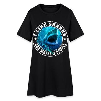 J’AIME LES REQUINS ET PEUT-ÊTRE TROIS PERSONNES - Robe T-shirt Femme - noir - Devant