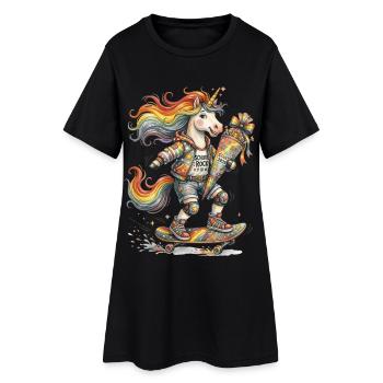 Skateur Unicorn Retour à l’école 2026 - Robe T-shirt Femme - noir - Devant