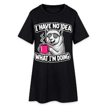 I Have No Idea What I'm Doing Lama Saying Coffee - Women’s T-Shirt Dress - black - Front