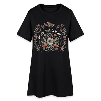 Beste Oma der Welt Blumen Spruch T-Shirt Geschenk - Frauen T-Shirt-Kleid - Schwarz - Vorne