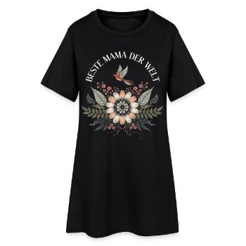 Beste Mama der Welt Blumen Spruch T-Shirt Tasse - Frauen T-Shirt-Kleid - Schwarz - Vorne