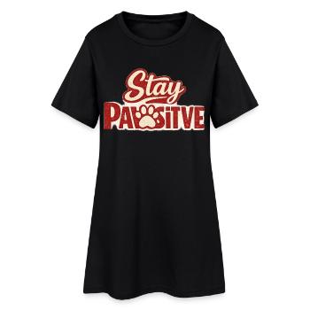 Stay Positive Paw Print Retro - Women’s T-Shirt Dress - black - Front