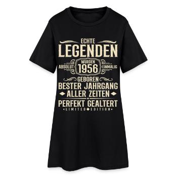 Jahrgang 1956 Geburtstag Absolut Einmalig - Frauen T-Shirt-Kleid - Schwarz - Vorne