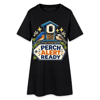 PERCH ALERT READY - Frauen T-Shirt-Kleid - Schwarz - Vorne