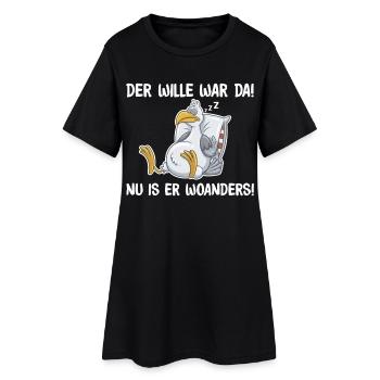 Schlafende Taube – Wille war da, lustige Sprüche - Frauen T-Shirt-Kleid - Schwarz - Vorne
