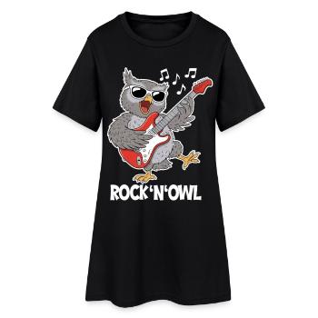 Rock N’Owl – Owl avec guitare électrique - Robe T-shirt Femme - noir - Devant