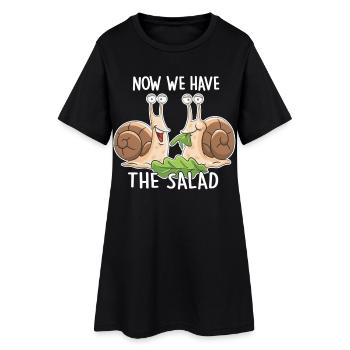 Maintenant, nous avons la salade – Des escargots drôles - Robe T-shirt Femme - noir - Devant