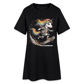 Skateur Licorne Skate & Shine - Robe T-shirt Femme - noir - Devant