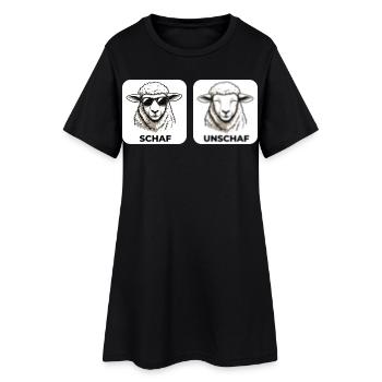 Schaf Unschaf - Wortspiel mit unscharf und Schaf - Frauen T-Shirt-Kleid - Schwarz - Vorne