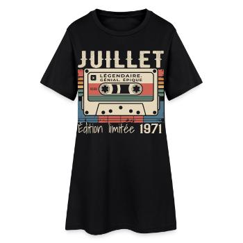Cassette Rétro 1971 Cadeau Anniversaire Juillet 19 - Robe T-shirt Femme - noir - Devant
