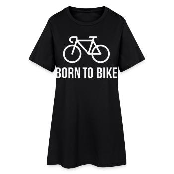Born To Bike (Radfahrer / Fahrrad / Rennrad / B) - Frauen T-Shirt-Kleid - Schwarz - Vorne