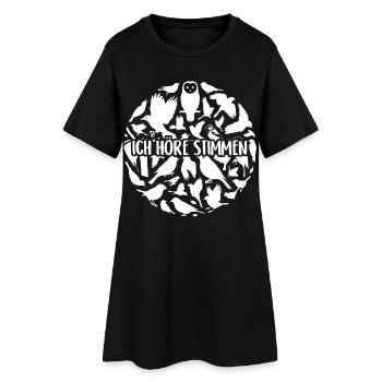 Vogelsilhouetten Vogelstimmen - Frauen T-Shirt-Kleid - Schwarz - Vorne