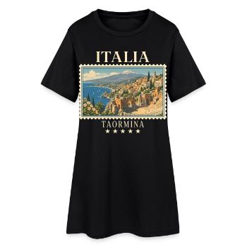 Italien Taormina Vintage Reisemarke - Frauen T-Shirt-Kleid - Schwarz - Vorne